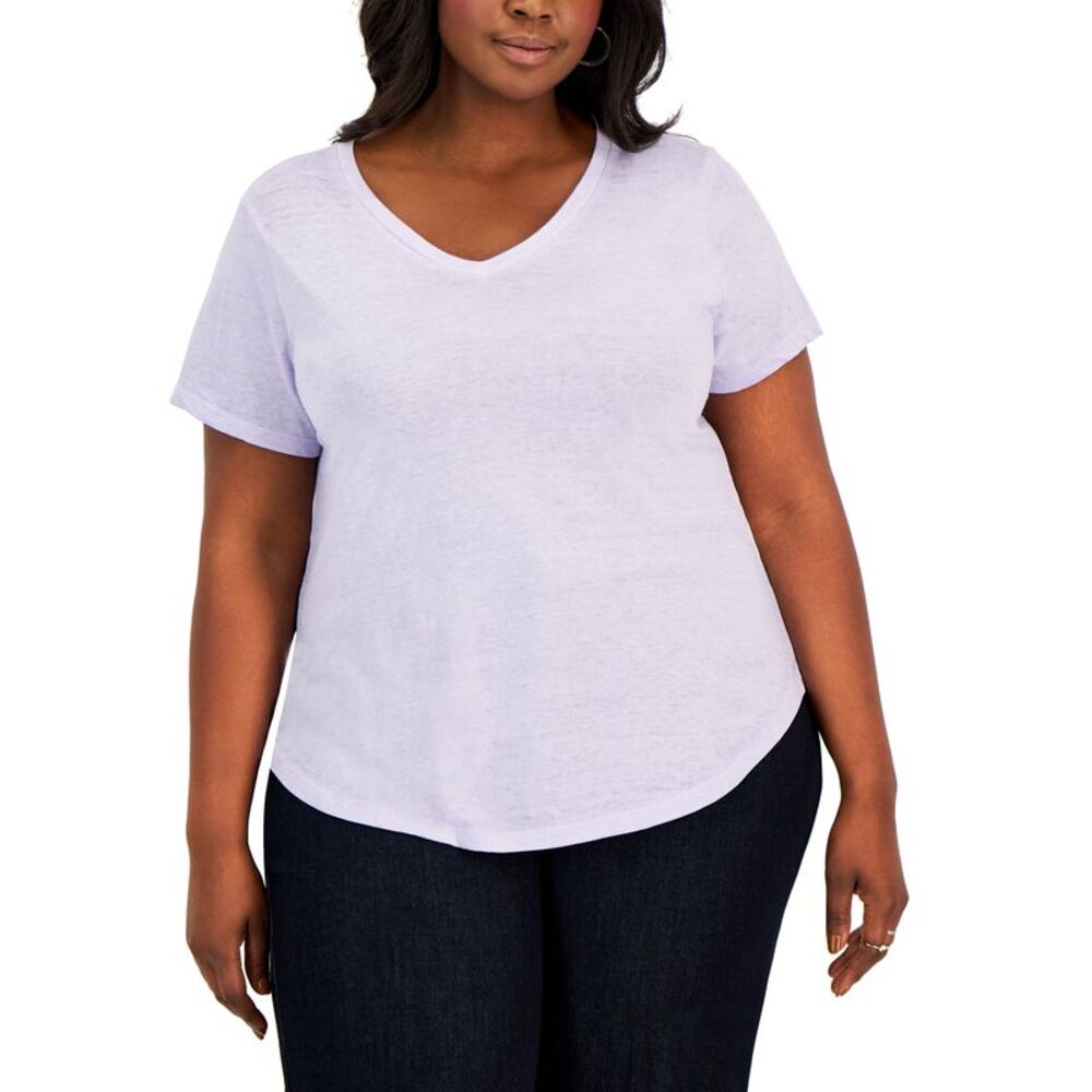 Style & Co Plus Size Solid Burnout T-Shirt